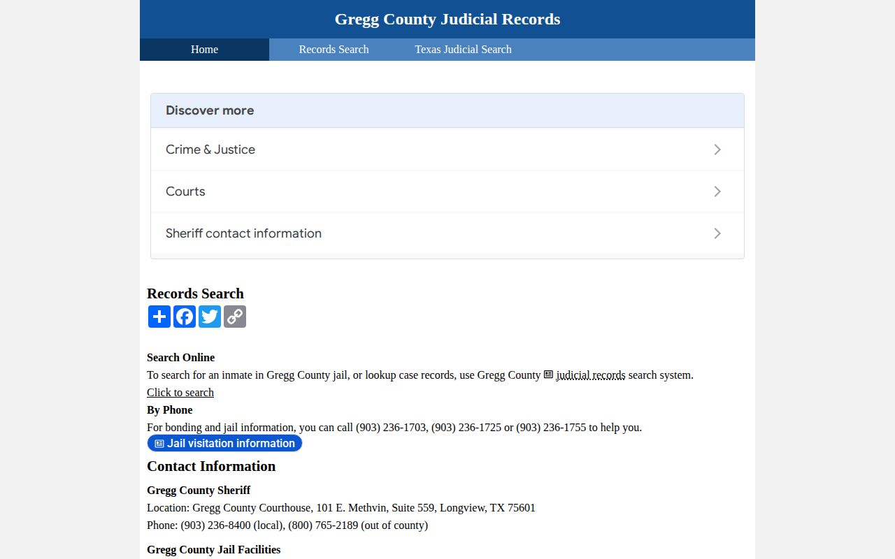 Gregg County judicial records for released inmate context