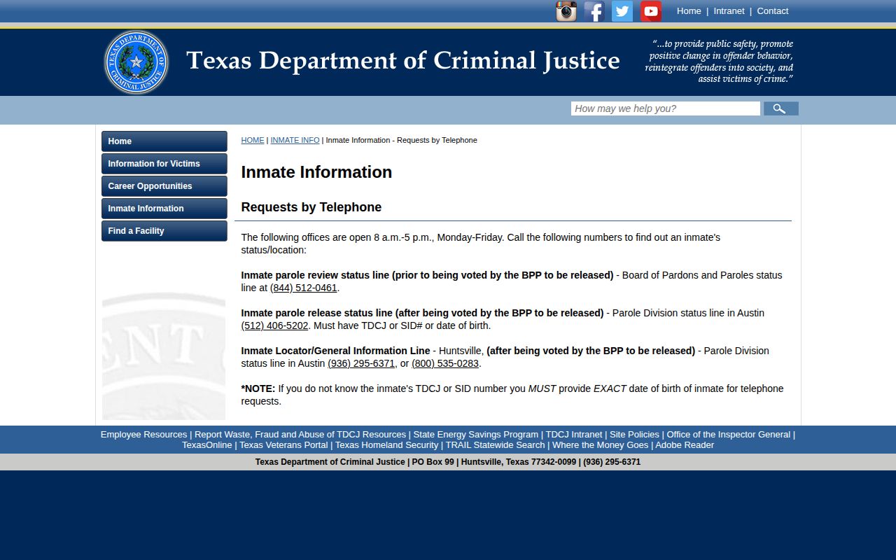 TDCJ information channel for Gregg County released inmate photo identity checks